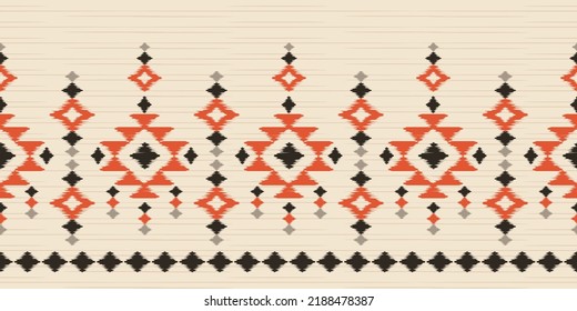 Ethnic abstract ikat art. Seamless pattern in tribal, folk embroidery, and Mexican style. Aztec geometric art ornament print.Design for carpet, wallpaper, clothing, wrapping, fabric, cover, textile