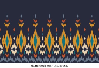 Ethnic abstract ikat art. Seamless pattern in tribal, folk embroidery, and Mexican style. Aztec geometric art ornament print.Design for carpet, wallpaper, clothing, wrapping, fabric, cover, textile