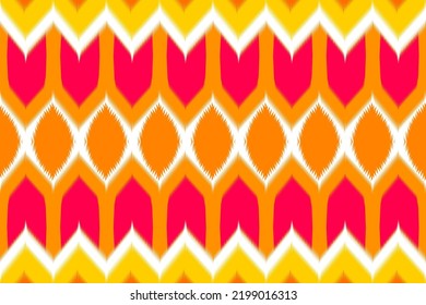 Ethnic abstract ikat art. Seamless pattern in tribal, folk embroidery. Aztec geometric art ornament print. Design for carpet, wallpaper, clothing, wrapping, fabric, cover, textile