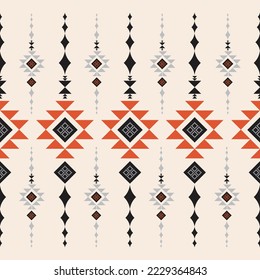 Arte de ikat abstracto étnico. Patrón sin foco en el estilo tribal, popular y mexicano. Impresión de ornamento de arte geométrico azteca.Diseño de alfombras, papel pintado, ropa, envoltura, tela