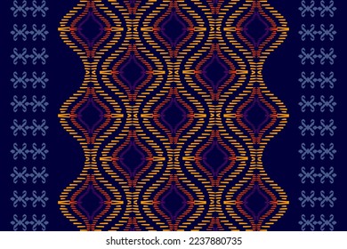 Ethnic abstract ikat art. Seamless pattern in tribal, folk embroidery, and Mexican style. Aztec brown geometric art ornament print.Design for carpet,clothing, wrapping,fabric,textile