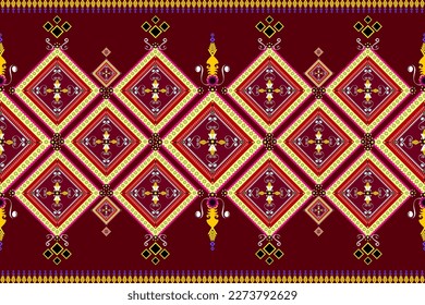 Ethnic abstract ikat art. Seamless pattern in tribal, folk embroidery, and Mexican style. Aztec geometric art ornament print.Design for carpet, wallpaper, clothing, wrapping, fabric, cover, textile