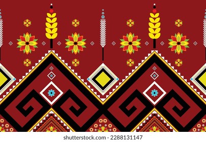 Ethnic abstract ikat art. Seamless pattern in tribal, folk embroidery, and Mexican style. Aztec geometric art ornament print. Design for carpet, wallpaper, clothing, wrapping, fabric, cover, textile