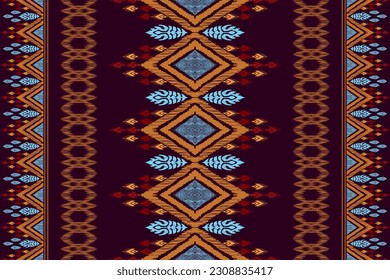 Ethnic abstract ikat art. Seamless pattern in tribal, folk embroidery, and Mexican style. Aztec geometric art ornament print. Vector hand drawn style. Design for fabric.
