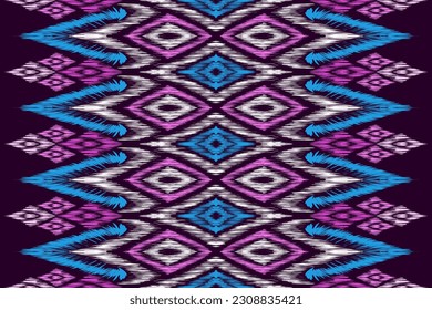 Ethnic abstract ikat art. Seamless pattern in tribal, folk embroidery, and Mexican style. Aztec geometric art ornament print. Vector hand drawn style. Design for fabric.