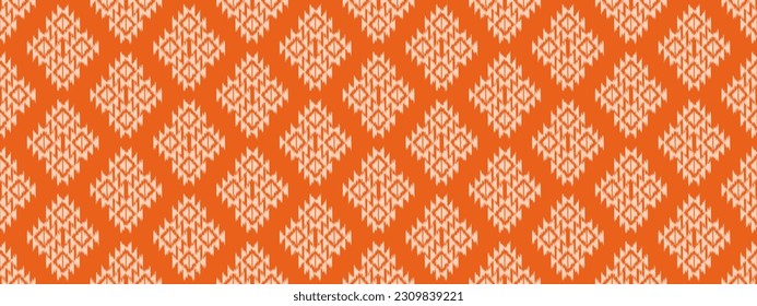 Ethnic abstract ikat art. Seamless pattern in tribal, folk embroidery, and Mexican style. Aztec geometric art ornament print. Design for carpet, wallpaper, clothing, wrapping, fabric, cover, textile.