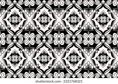 Ethnic abstract ikat art. Seamless pattern in tribal, folk embroidery, and Mexican style. Aztec geometric art ornament print. Vector hand drawn style. Design for fabric.