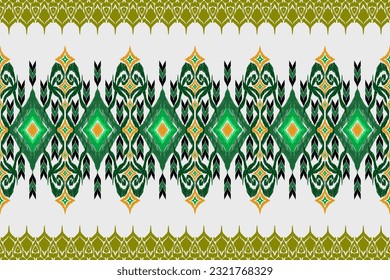 Ethnic abstract ikat art. Seamless pattern in tribal, folk embroidery, and Mexican style. Aztec geometric art ornament print. Vector hand drawn style. Design for fabric.