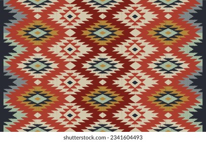 Ethnic abstract ikat art. Seamless pattern in tribal, folk embroidery, and Mexican style. Aztec geometric art ornament print.Design for carpet, wallpaper, clothing, wrapping, fabric, cover, textile