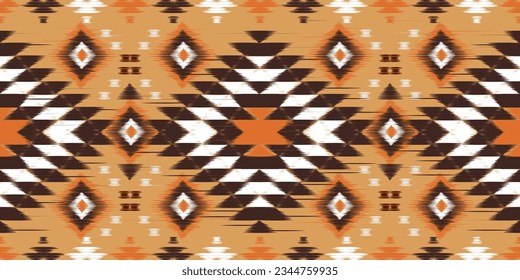 Ethnic abstract ikat art. Seamless pattern in tribal, folk embroidery, and Mexican style. Aztec geometric art ornament print.Design for carpet, wallpaper, clothing, wrapping, fabric, cover, textile