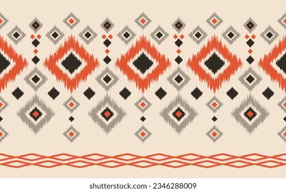 Arte de ikat abstracto étnico. Patrón inexplorado en tribales, bordados folclóricos, estampado de ornamentos de arte geométrico.Diseño de alfombras, papel de pared, ropa, envoltura, tela, cubierta, textil