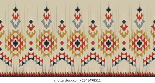 Ethnic abstract ikat art. Seamless pattern in tribal, folk embroidery, and Mexican style. Aztec geometric art ornament print.Design for carpet, wallpaper, clothing, wrapping, fabric, cover, textile