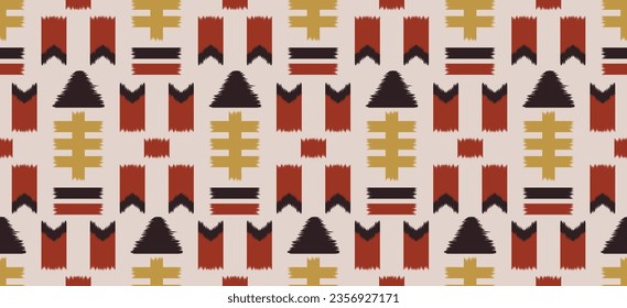 Ethnic abstract ikat art. Seamless pattern in tribal, folk embroidery, and Mexican style. Aztec geometric art ornament print.Design for carpet, wallpaper, clothing, wrapping, fabric, cover, textile