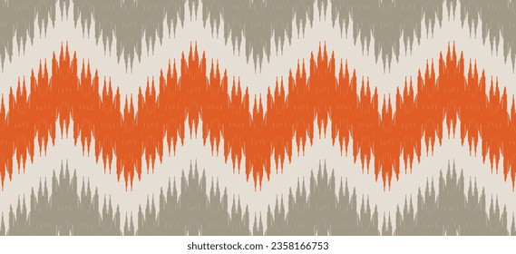 Ethnic abstract ikat art. Seamless waves pattern in tribal, folk embroidery, and Mexican style. Aztec geometric art ornament print. Design for carpet, wallpaper, clothing, wrapping, fabric, cover.