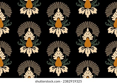 Ethnic abstract ikat art. Seamless pattern in tribal, folk embroidery, and Mexican style. Aztec geometric art ornament print.Design for carpet, wallpaper, clothing, wrapping, fabric, cover, textile