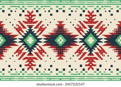 Ethnic abstract ikat art. Seamless pattern in tribal, folk embroidery, and Mexican style. Aztec geometric art ornament print.Design for carpet, wallpaper, clothing, wrapping, fabric, cover, textile