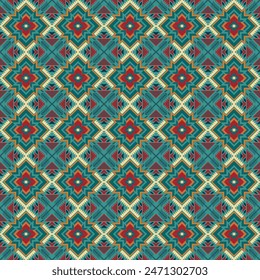 Ethnic abstract ikat art. Seamless pattern in tribal, folk embroidery, and Mexican style. Aztec geometric art ornament print.Design for carpet, wallpaper, clothing, wrapping, fabric, cover, textile