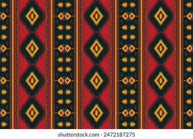 Ethnic abstract ikat art. Seamless pattern in tribal, folk embroidery, and Mexican style. Aztec geometric art ornament print.Design for carpet, wallpaper, clothing, wrapping, fabric, cover, textile