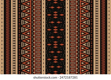 Arte de ikat abstracto étnico. Patrón sin fisuras en estilo tribal, bordado popular y mexicano. Arte geométrico azteca ornamento print.Design para alfombra, Fondo de pantalla, ropa, envoltura, tela, cubierta, textil