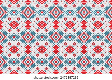 Ethnic abstract ikat art. Seamless pattern in tribal, folk embroidery, and Mexican style. Aztec geometric art ornament print.Design for carpet, wallpaper, clothing, wrapping, fabric, cover, textile