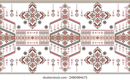 Arte de ikat abstracto étnico. Patrón sin fisuras en bordado tribal, folclórico, 
y estilo oriental. Estampado de adorno de arte geométrico azteca. Arte islámico, 
Diseño para alfombra, ropa, tela, cubierta, textil