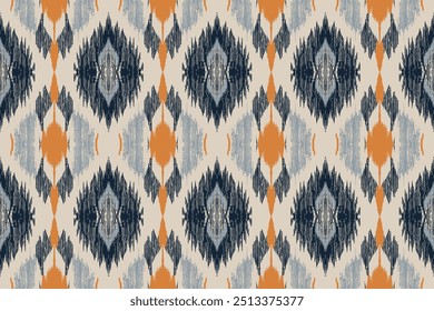 Étnica abstrata ikat art. Padrão perfeito em estilo tribal, popular bordado e mexicano. Arte geométrica asteca ornamento print.Design para tapete, papel de parede, roupas, envoltório, tecido, tampa, têxtil