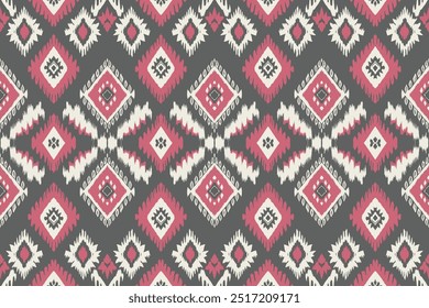 Ethnic abstract ikat art. Seamless pattern in tribal, folk embroidery, and Mexican style. Aztec geometric art ornament print.Design for carpet, wallpaper, clothing, wrapping, fabric, cover, textile