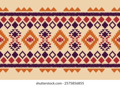 Ethnic abstract ikat art. Seamless pattern in tribal, folk embroidery, and Mexican style. Aztec geometric art ornament print.Design for carpet, wallpaper, clothing, wrapping, fabric, cover, textile