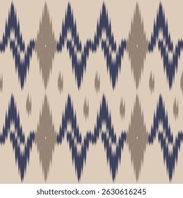 Ethnic abstract ikat art. Seamless pattern in tribal, folk Seamless Ikat textile pattern in soft beige, wallpaper, fashion textiles, and home decor. 
