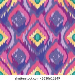 Ethnic abstract ikat art. Seamless pattern in tribal, folk Seamless Ikat textile pattern in soft beige, wallpaper, fashion textiles, and home decor. 
