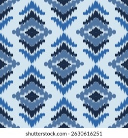 Ethnic abstract ikat art. Seamless pattern in tribal, folk Seamless Ikat textile pattern in soft beige, wallpaper, fashion textiles, and home decor. 
