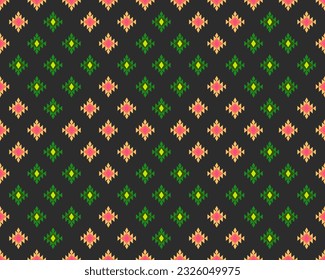 Ethnic abstract ikat art. style. Aztec geometric art ornament print.Design for carpet, wallpaper, clothing, wrapping, fabric, cover, textile .Seamless pattern in tribal, folk embroidery, and Mexican