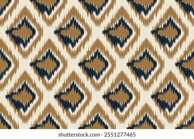 Obra de arte de tela ikat abstracta étnica con patrones sin costuras, combinando bordados tribales, indígenas y mexicanos con motivos geométricos aztecas. Ideal para alfombras, Fondos de pantalla, lanzamientos, telas y prendas de vestir.