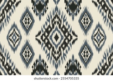 Ethnic abstract ikat fabric artwork with seamless patterns, combining tribal, indigenous and Mexican embroidery with Aztec geometric motifs. Ideal for rugs, wallpapers, throws, fabrics and clothing.
