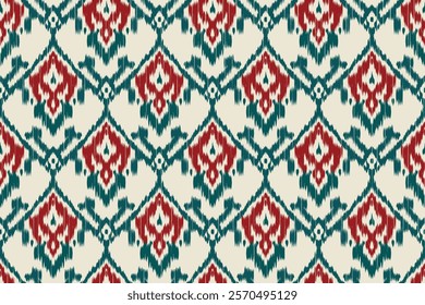 Ethnic abstract ikat fabric artwork with seamless patterns, combining tribal, indigenous and Mexican embroidery with Aztec geometric motifs. Ideal for rugs, wallpapers, throws, fabrics and clothing.