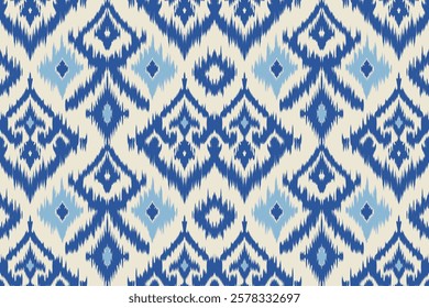 Ethnic abstract ikat fabric artwork with seamless patterns, combining tribal, indigenous and Mexican embroidery with Aztec geometric motifs. Ideal for rugs, wallpapers, throws, fabrics and clothing.