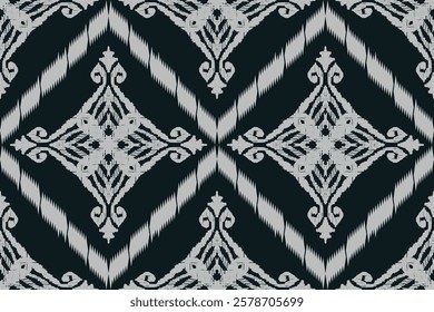 Ethnic abstract ikat fabric artwork with seamless patterns, combining tribal, indigenous and Mexican embroidery with Aztec geometric motifs. Ideal for rugs, wallpapers, throws, fabrics and clothing.