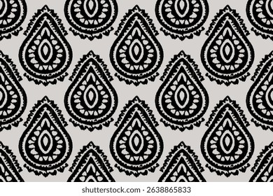 Ethnic abstract ikat fabric artwork with seamless patterns, combining tribal, indigenous and Mexican embroidery with Aztec geometric motifs. Ideal for rugs, wallpapers, throws, fabrics and clothing.