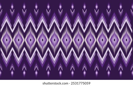 Ethnic abstract ikat fabric pattern. Seamless stripes in Aztec tribal style. Design for background, wallpaper, vector illustration, fabric, clothing, batik, carpet, embroidery or fashion.