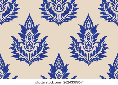 Étnica abstrata ikat padrões florais background.Antique Damask bordado tribal com estilo asteca.Geometric flor folclore ornament.Indian ou outro asiático-inspirou.Design para têxtil, papel de parede