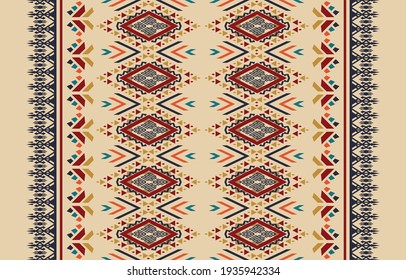 Ethnic abstract ikat pattern art. Seamless pattern in tribal, folk embroidery, and Mexican style. Aztec geometric art ornament print.Design for carpet,  clothing, wrapping, fabric, cover, textile
