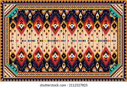 Ethnic abstract ikat pattern art. Seamless pattern in tribal, folk embroidery, and Mexican style. Aztec geometric art ornament print.Design for carpet,