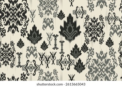 Ethnic abstract ikat pattern combining tribal, indigenous, and Mexican embroidery with Aztec geometric motifs. Perfect for rugs, wallpapers, fabrics, throws, and clothing.