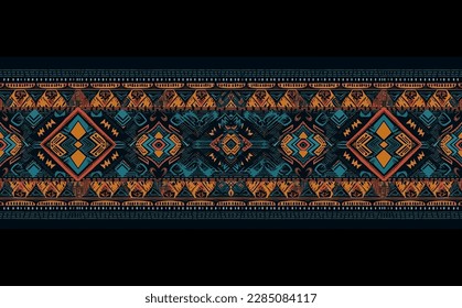 Ethnic abstract ikat pattern. Seamless pattern in tribal, folk embroidery, Mexican style. Aztec geometric art ornament print.Design for carpet, wallpaper, clothing, wrapping, fabric, cover, textile