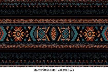 Ethnic abstract ikat pattern. Seamless pattern in tribal, folk embroidery, Mexican style. Aztec geometric art ornament print.Design for carpet, wallpaper, clothing, wrapping, fabric, cover, textile