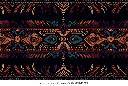 Ethnic abstract ikat pattern. Seamless pattern in tribal, folk embroidery, Mexican style. Aztec geometric art ornament print.Design for carpet, wallpaper, clothing, wrapping, fabric, cover, textile