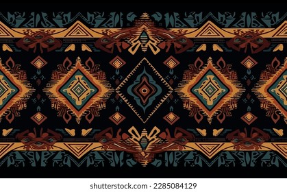 Ethnic abstract ikat pattern. Seamless pattern in tribal, folk embroidery, Mexican style. Aztec geometric art ornament print.Design for carpet, wallpaper, clothing, wrapping, fabric, cover, textile