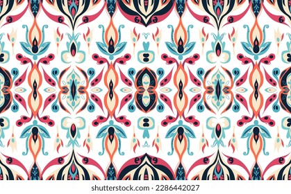 Ethnic abstract ikat pattern. Seamless pattern in tribal, folk embroidery, Mexican style. Aztec geometric art ornament print.Design for carpet, wallpaper, clothing, wrapping, fabric, cover, textile