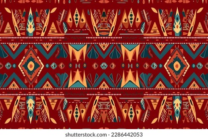 Ethnic abstract ikat pattern. Seamless pattern in tribal, folk embroidery, Mexican style. Aztec geometric art ornament print.Design for carpet, wallpaper, clothing, wrapping, fabric, cover, textile