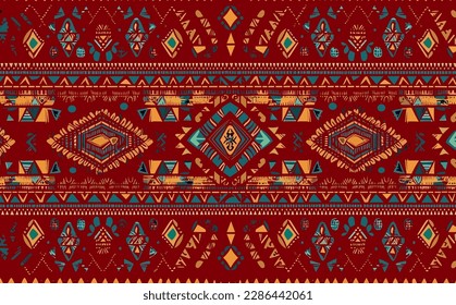Ethnic abstract ikat pattern. Seamless pattern in tribal, folk embroidery, Mexican style. Aztec geometric art ornament print.Design for carpet, wallpaper, clothing, wrapping, fabric, cover, textile